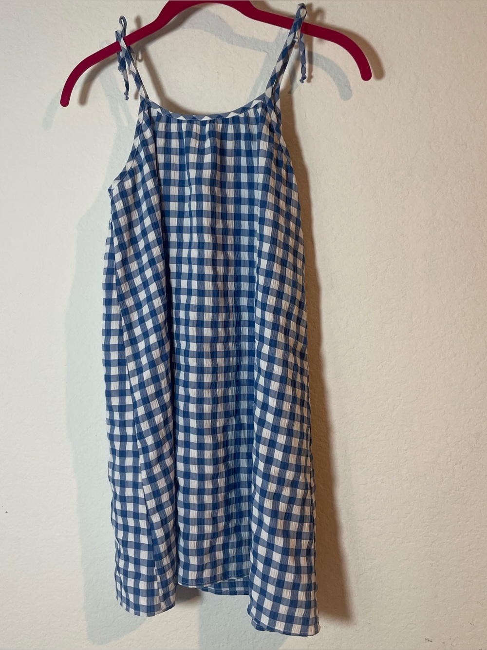 Mumu Mini Blue Gingham Tie Strap Dress Girls 8-9Y
